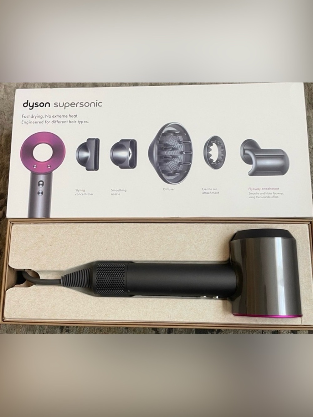 Dyson SuperSonic Hair Dryer in Black with Fushia Pink Accents